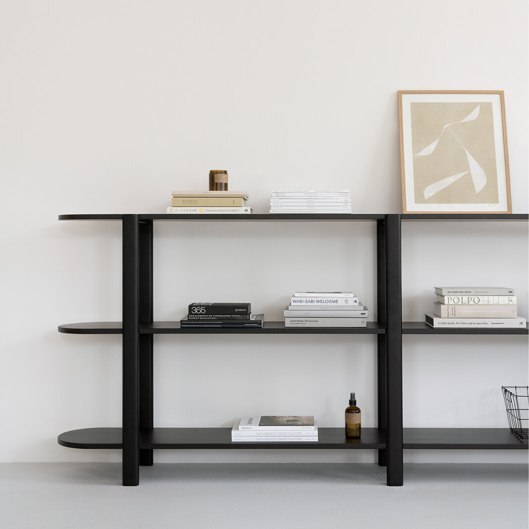 Design cabinet | Oblique Cabinet OB-3L Oak black lacquer | Studio HENK | 