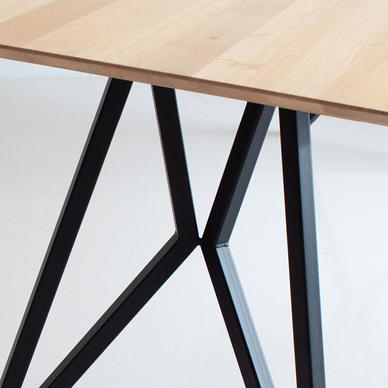 Rectangular Design dining table | Butterfly Steel black powdercoating | Oak black stain | Studio HENK| 