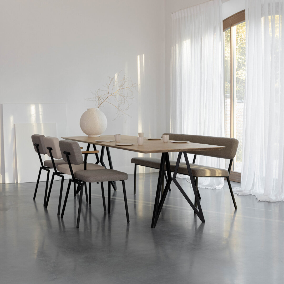 Rectangular Design dining table | Butterfly Steel black powdercoating | HPL Fenix blu fes | Studio HENK| 