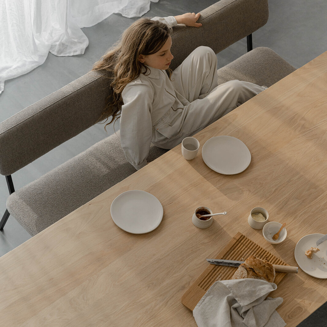 Rectangular Design dining table | Butterfly Steel black powdercoating | HPL Fenix beige arizona | Studio HENK| 