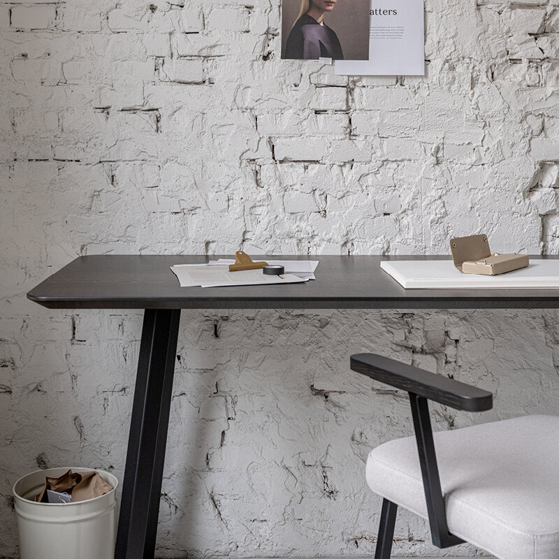 Rectangular Design dining table | Butterfly Home Desk Steel black powdercoating | Walnut naturel lacquer | Studio HENK| 