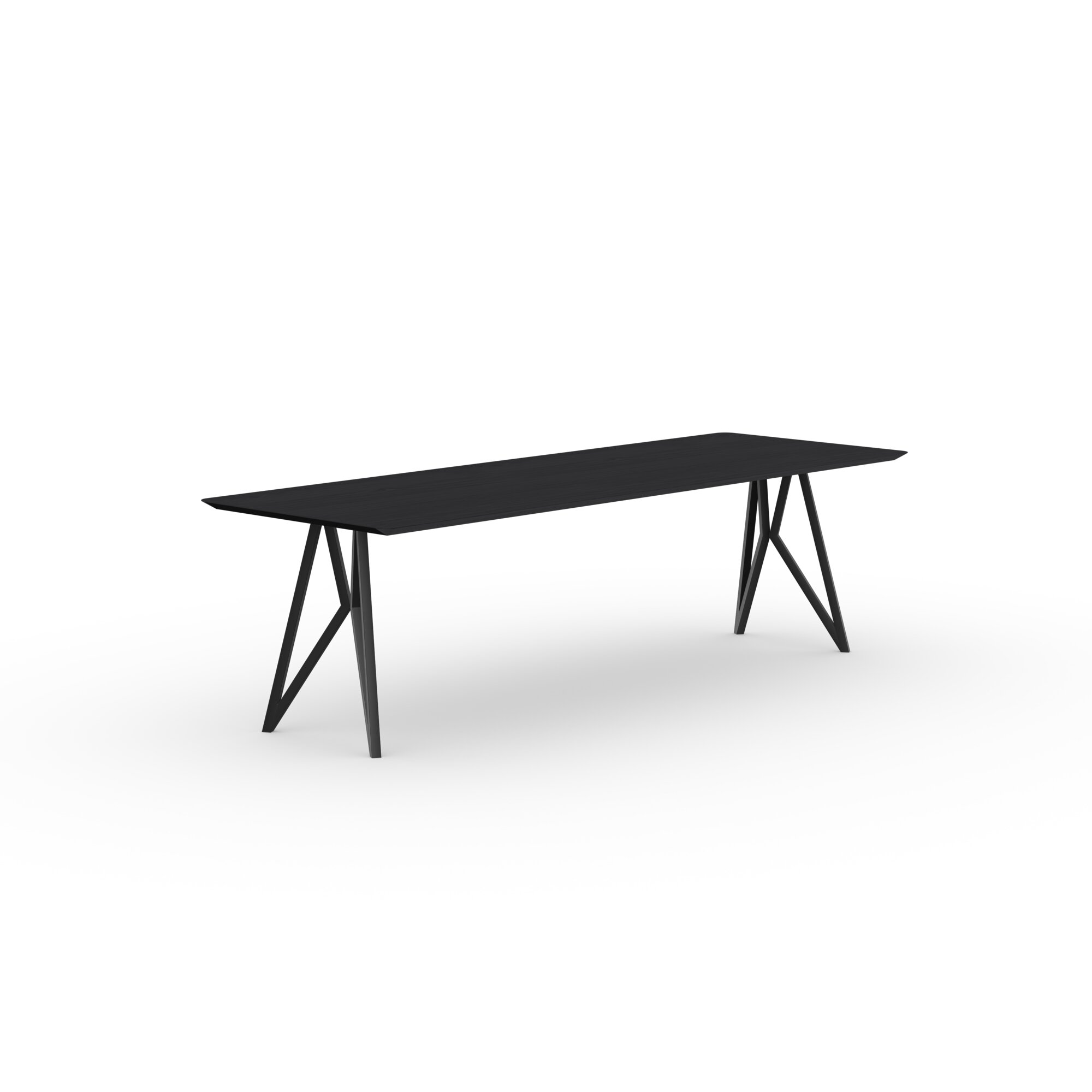 Rectangular Design dining table | Butterfly Steel black powdercoating | Oak black lacquer | Studio HENK| 