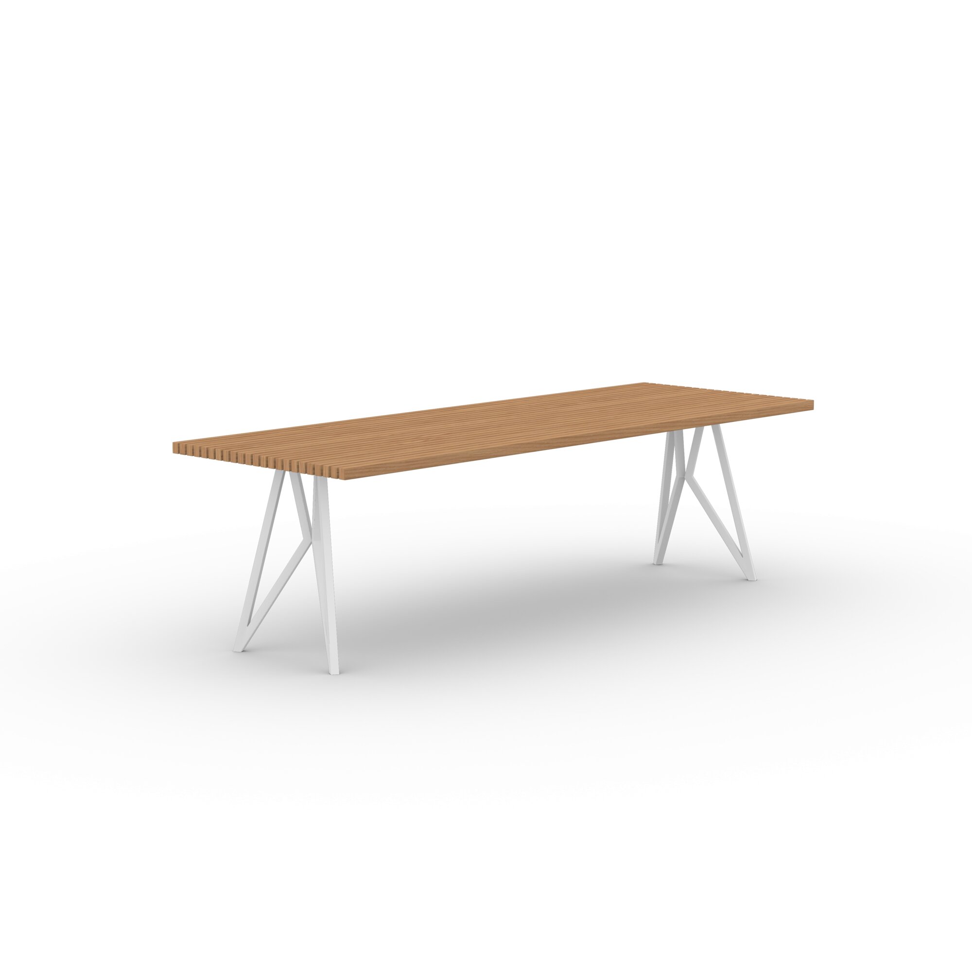 Rectangular Outdoor Design dining table | Butterfly Outdoor Table Steel white powdercoating | Iroko | Studio HENK| 