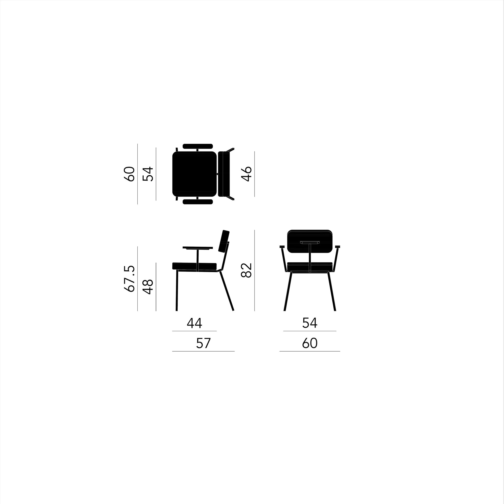 Design modern dining chair | Ode Chair with armrest Red tonus4 474 | Studio HENK| Schematic